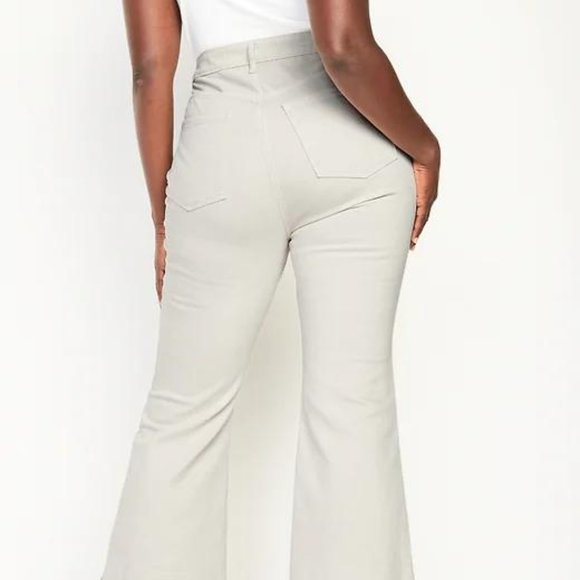 Old Navy Higher High-Rise Off-White Side-Split Flare Jeans for Women New - Picture 7 of 12